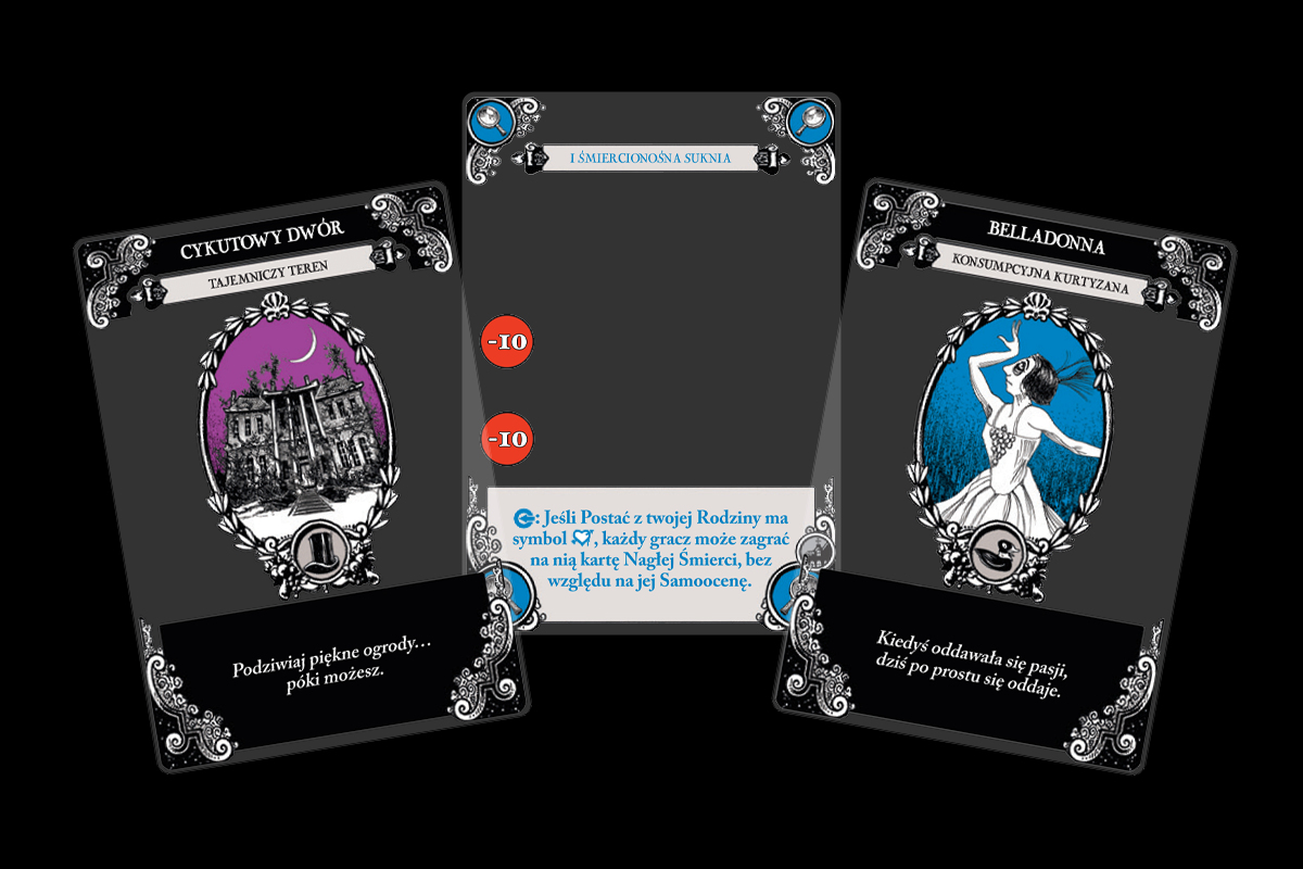 Wizualizacja kart z dodatku Gloom Ponure Domostwa