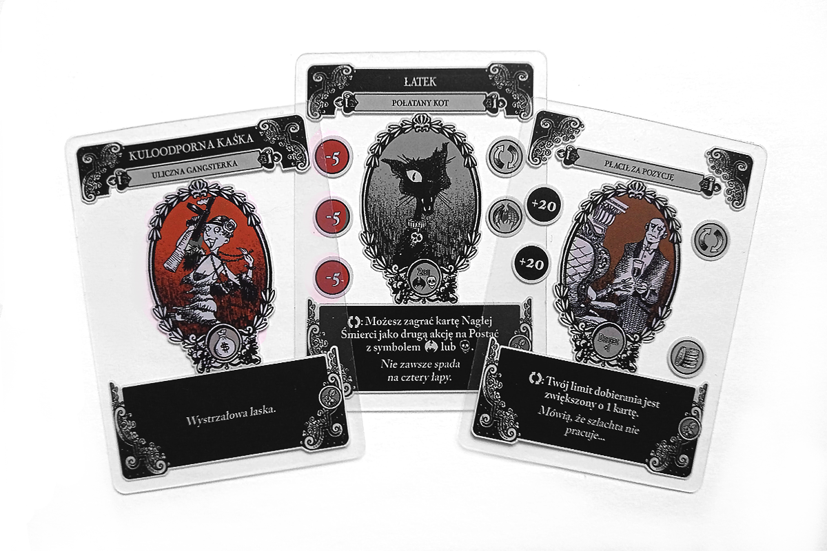 Kilka kart z zestawu Gloom Nieproszeni Goście