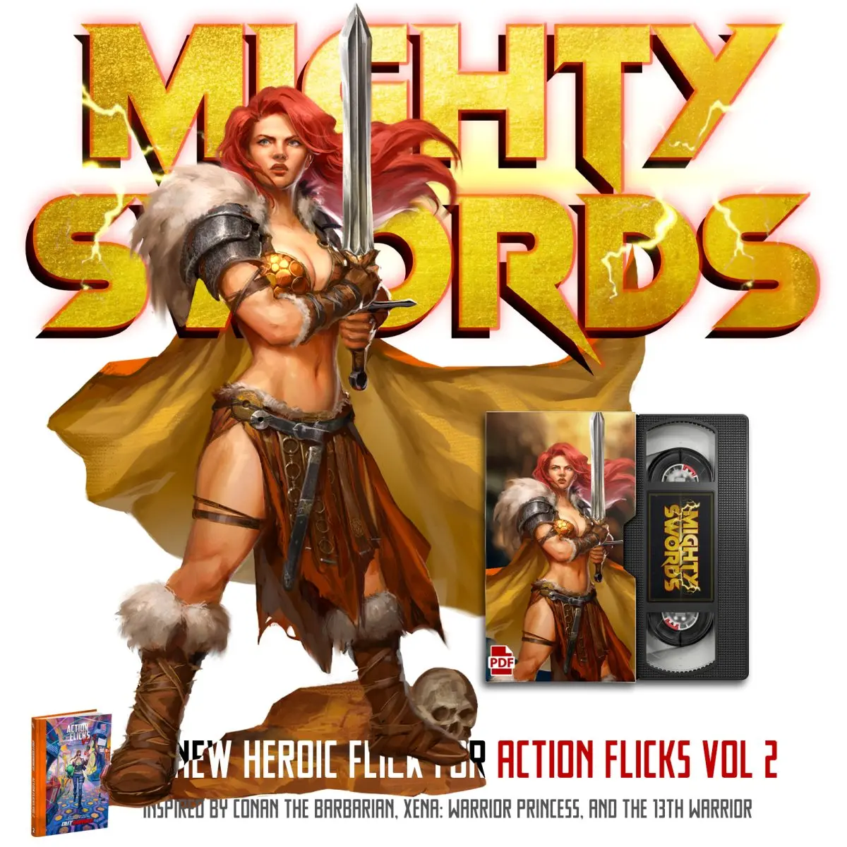 Picture presenting Mighty Swords action flick