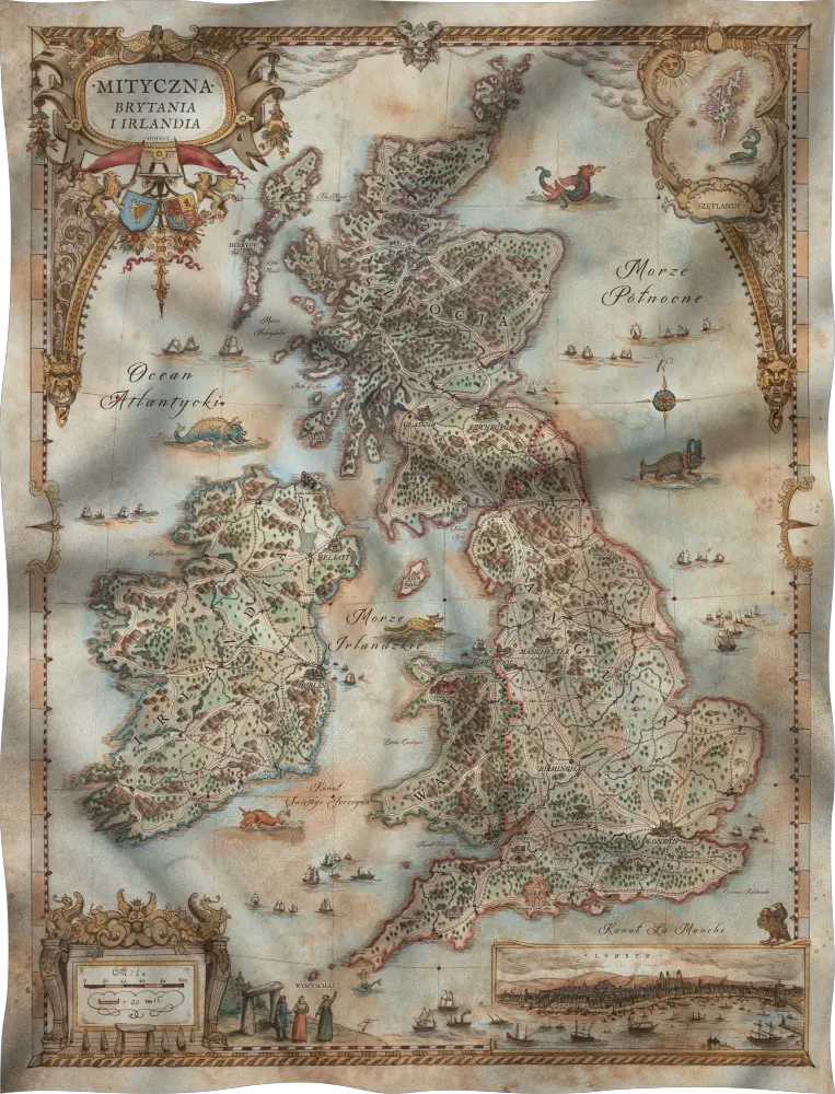 Mapa materiałowa do gry Vaesen przedstawiająca wyspy brytyjskie