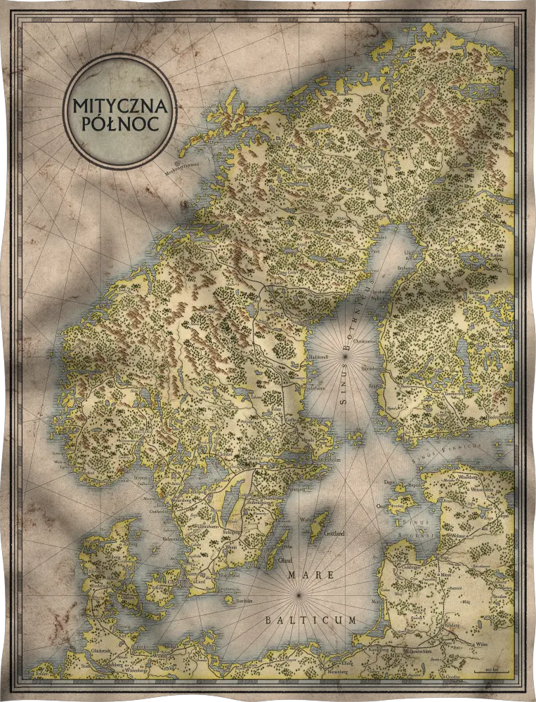 Mapa Mitycznej Północy do gry Vaesen RPG