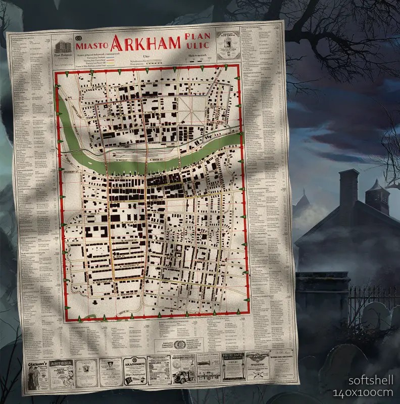 Duża mapa Zew Cthulhu - Arkham: 100x140 cm softshell