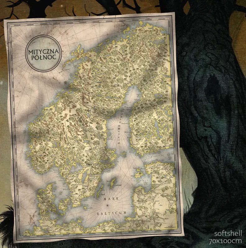 Mała mapa Vaesen - Mityczna Północ: 70x100 cm softshell