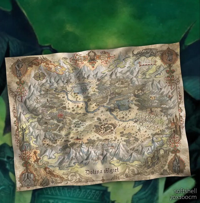 Mała mapa Dragonbane - Dolina Mgieł: 70x100 cm softshell